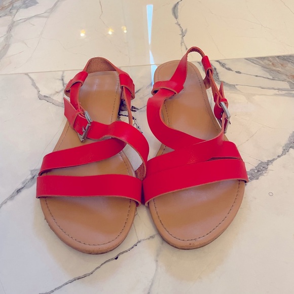 Sz 7 Forever 21 Tomato Red Sandals - Picture 1 of 3